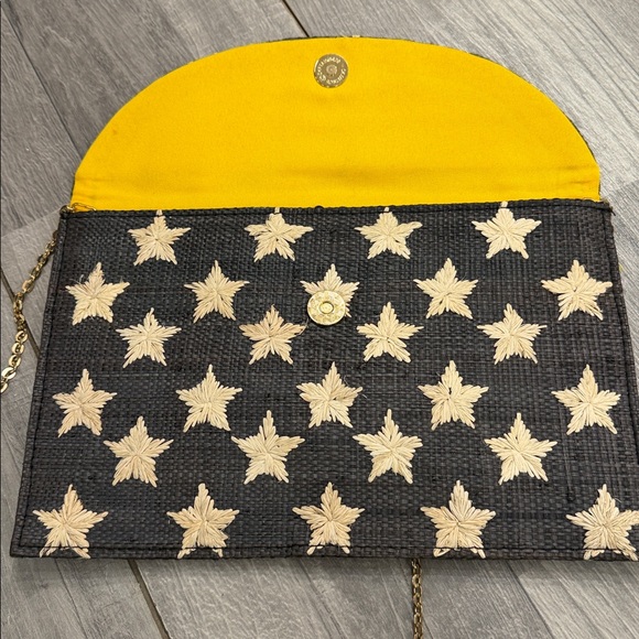 Dark  Gray and Cream Star Pattern Clutch - Picture 7 of 7